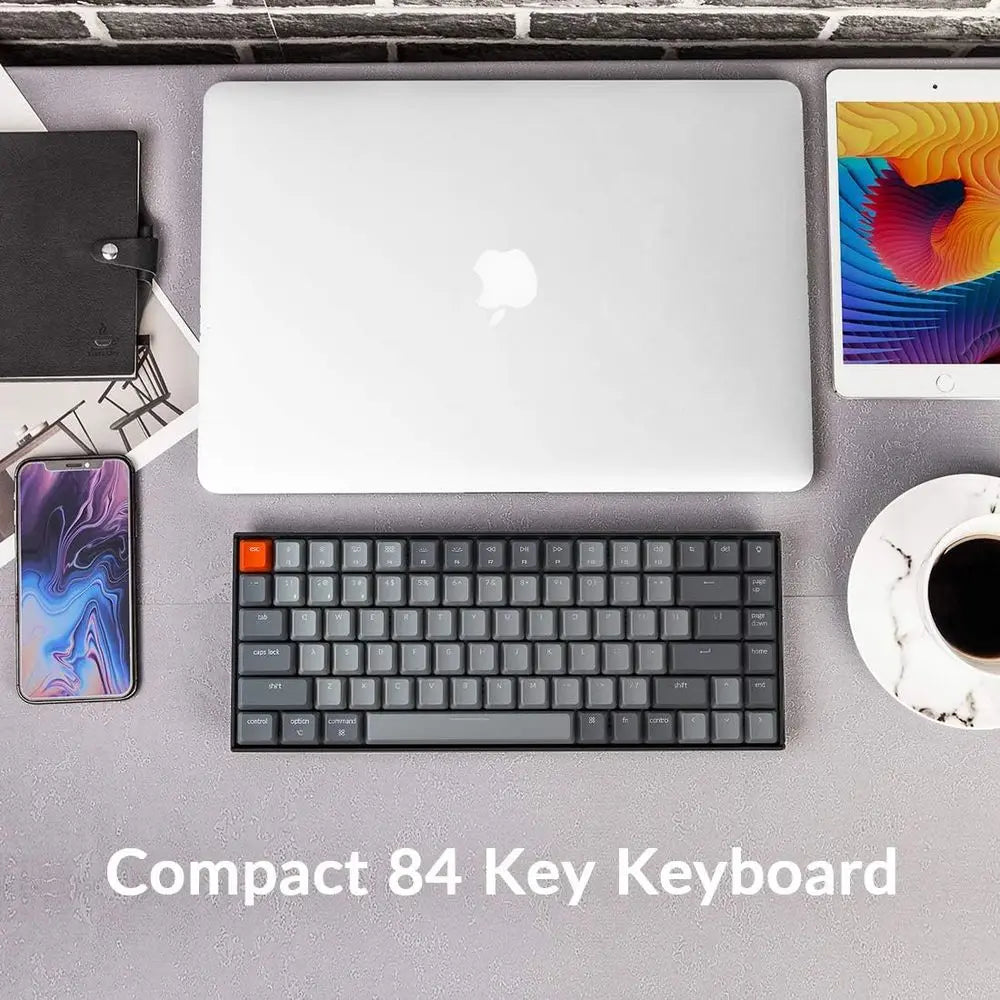 75% Layout Mechanical Keyboard with Bluetooth, White LED Backlit, USB C, Anti-Ghosting, N-Key Rollover, 84-Key Gaming Keyboard f