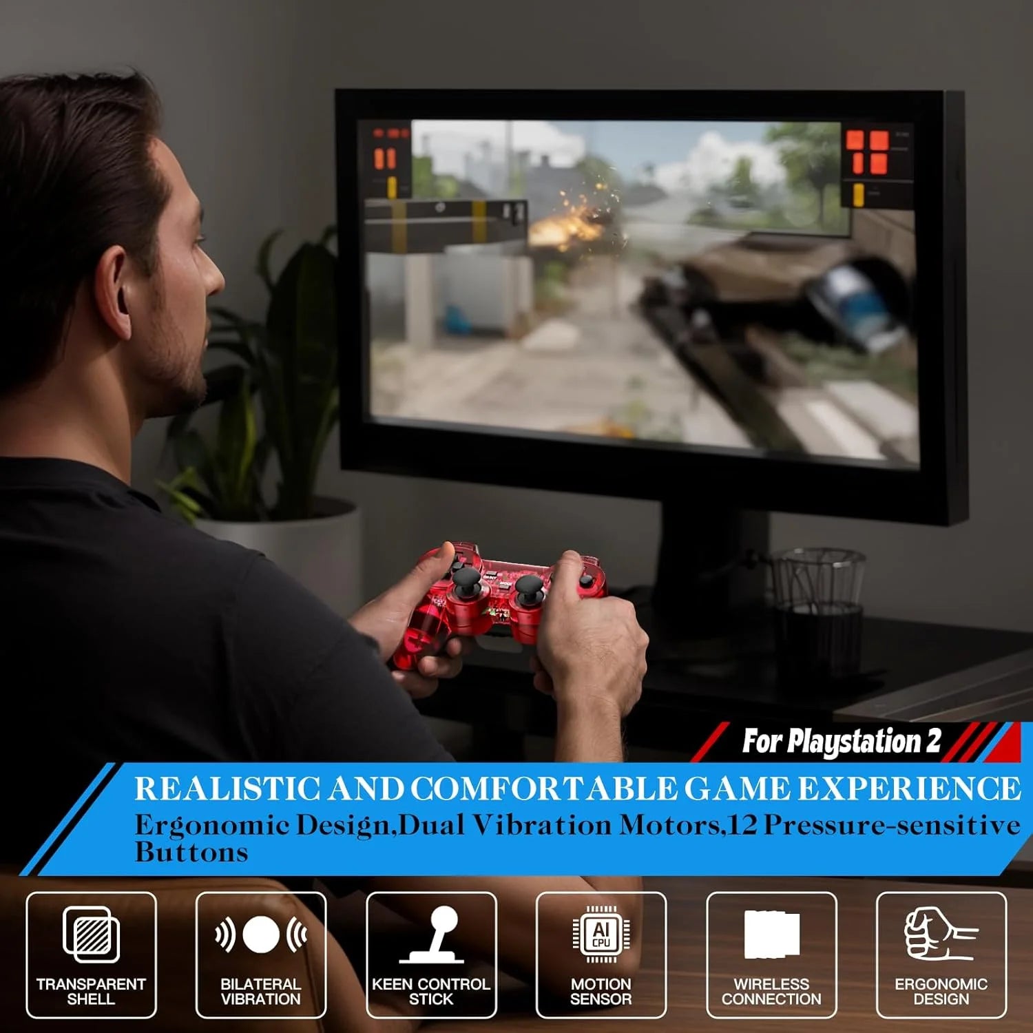 Wireless Gamepad for Sony PS2PS1 Controller for Playstation 2 Console Double Vibration Shock Joystick USB PC Game Controle