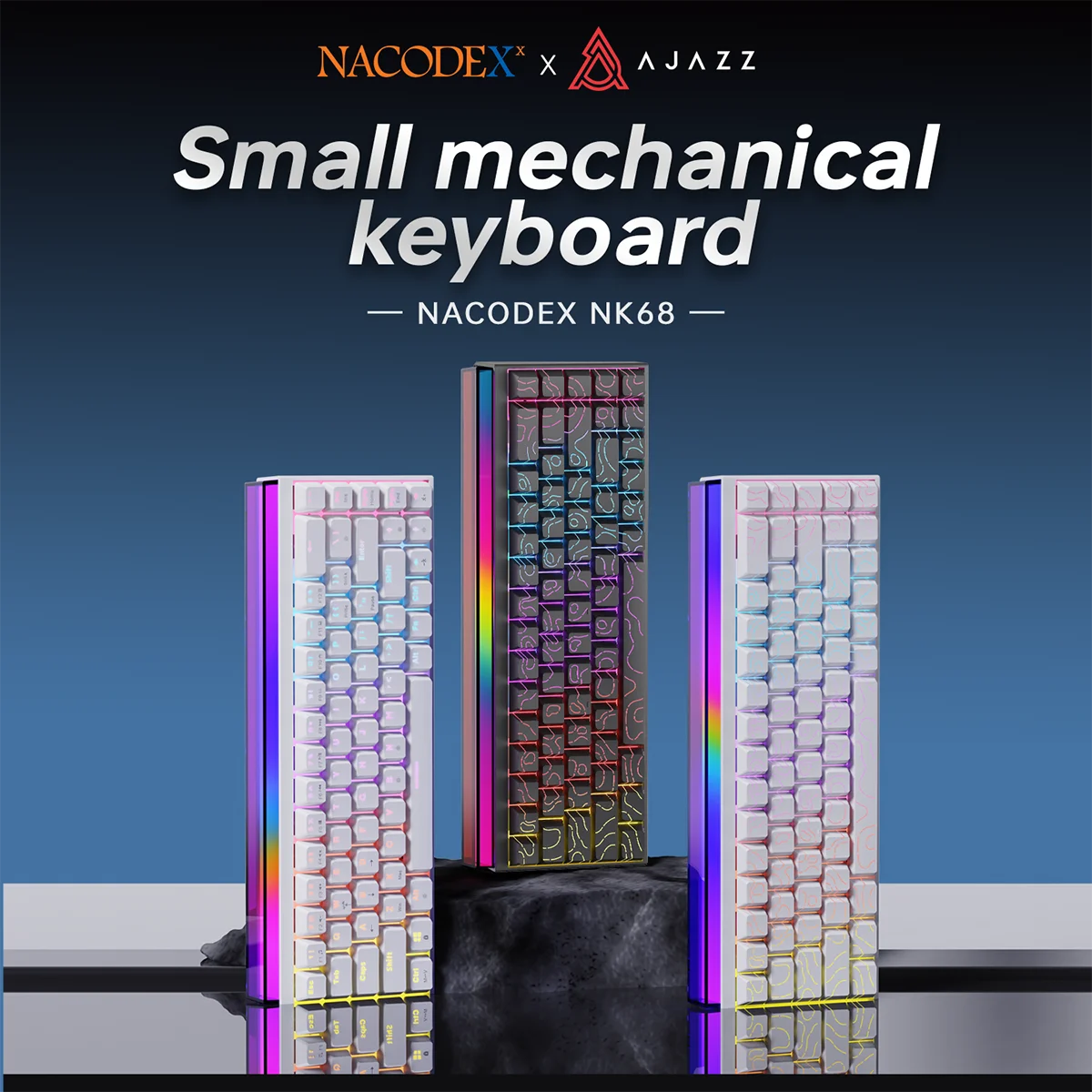 Ajazz NK68 Mechanical Gaming Keyboard full keys Hot-swappable LED strip 68 keycaps wired connection red switches