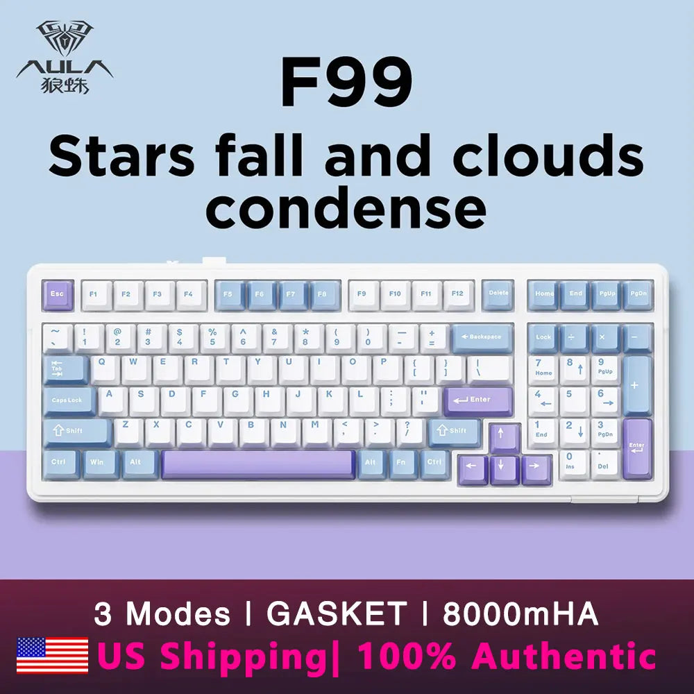 AULA F99 Wireless Mechanical Keyboard Tri-Mode Hot Swappable Custom Keyboard Gasket Structure for PCTabletXboxPS4PS5