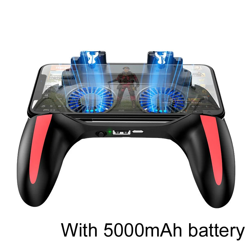 H10 Gaming Handheld Grip Game Controller Joystick Gamepad For Pubg Trigger Cooling Fan Cooler Phone 5000mAh battery USB powered