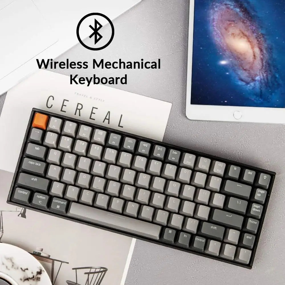 75% Layout Mechanical Keyboard with Bluetooth, White LED Backlit, USB C, Anti-Ghosting, N-Key Rollover, 84-Key Gaming Keyboard f