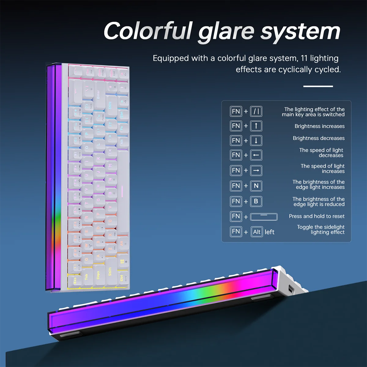 Ajazz NK68 Mechanical Gaming Keyboard full keys Hot-swappable LED strip 68 keycaps wired connection red switches