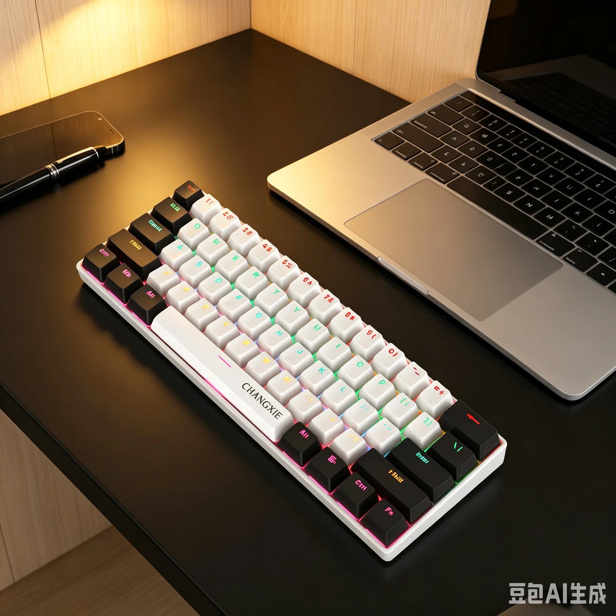 60% Compact Wired Mechanical Keyboard 61 Keys RGB Backlight Red Switch Ergonomic Small Portable for Office Computer Windows Tabl