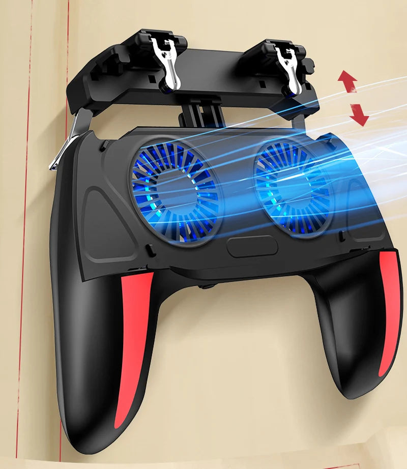 H10 Gaming Handheld Grip Game Controller Joystick Gamepad For Pubg Trigger Cooling Fan Cooler Phone 5000mAh battery USB powered
