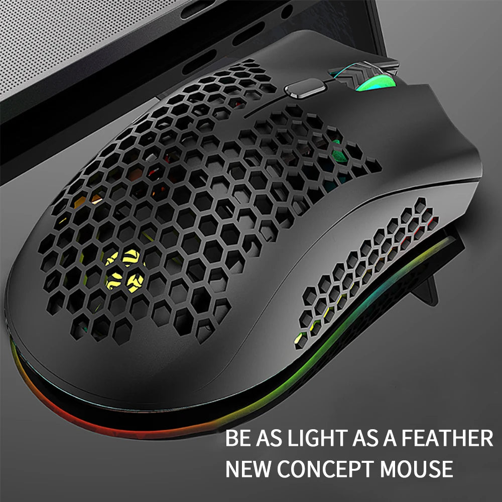 USB 2.4G Wireless Gaming Mouse BM600 RGB Light Rechargeable   Mouse 800-1200-1600DPI For Desktop PC Computers Notebook Laptop