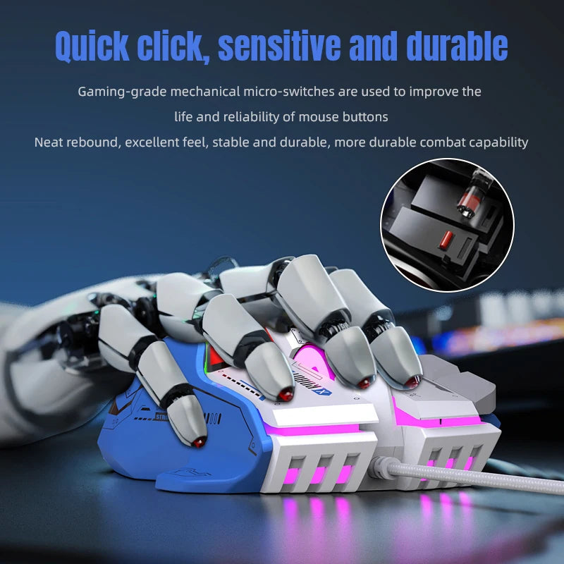 FreeWolf G6 Wired Mechanical Gaming Mouse 12800 DPI RGB Backlit Macro Ergonomic Mecha Design Ergonomic Gaming Office