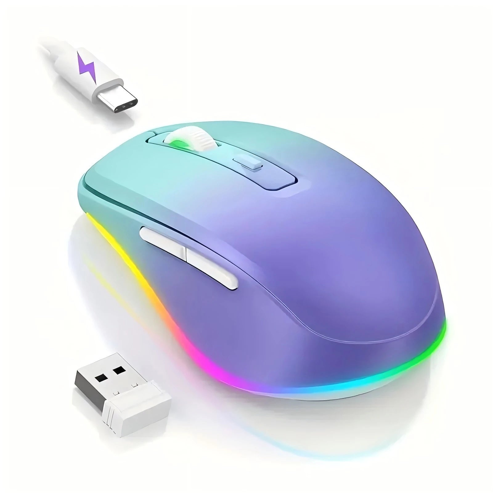 Wireless Mouse Jiggler LED Rechargeable Moving Mouse Mover for Laptop with Undetectable Random Movement Keeps Computers Awake