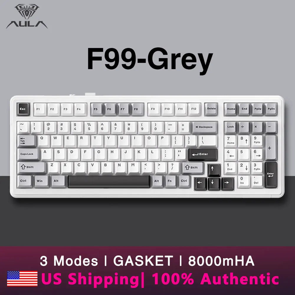 AULA F99 Wireless Mechanical Keyboard Tri-Mode Hot Swappable Custom Keyboard Gasket Structure for PCTabletXboxPS4PS5