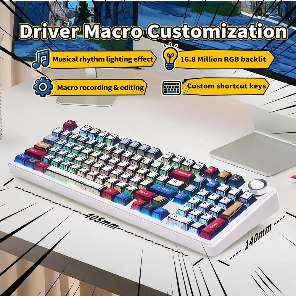 Mechanical Keyboard Pro with RGB Backlit, Hot Swappable, Custom Creamy Feel, Bluetooth 5.0/2.4GHz/USB-C, Pre-lubed Switches, PBT