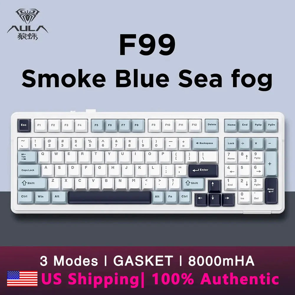 AULA F99 Wireless Mechanical Keyboard Tri-Mode Hot Swappable Custom Keyboard Gasket Structure for PCTabletXboxPS4PS5