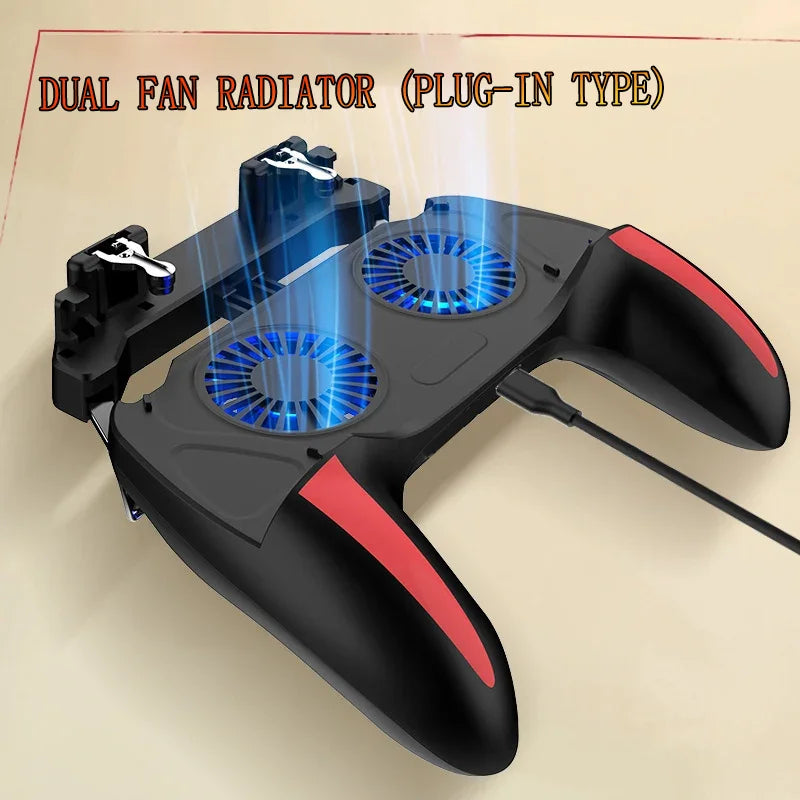 H10 Gaming Handheld Grip Game Controller Joystick Gamepad For Pubg Trigger Cooling Fan Cooler Phone 5000mAh battery USB powered