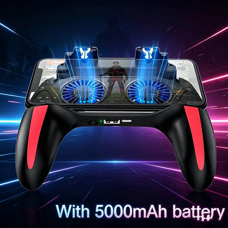 H10 Gaming Handheld Grip Game Controller Joystick Gamepad For Pubg Trigger Cooling Fan Cooler Phone 5000mAh battery USB powered