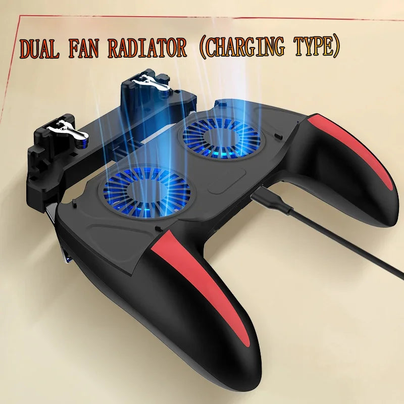 H10 Gaming Handheld Grip Game Controller Joystick Gamepad For Pubg Trigger Cooling Fan Cooler Phone 5000mAh battery USB powered