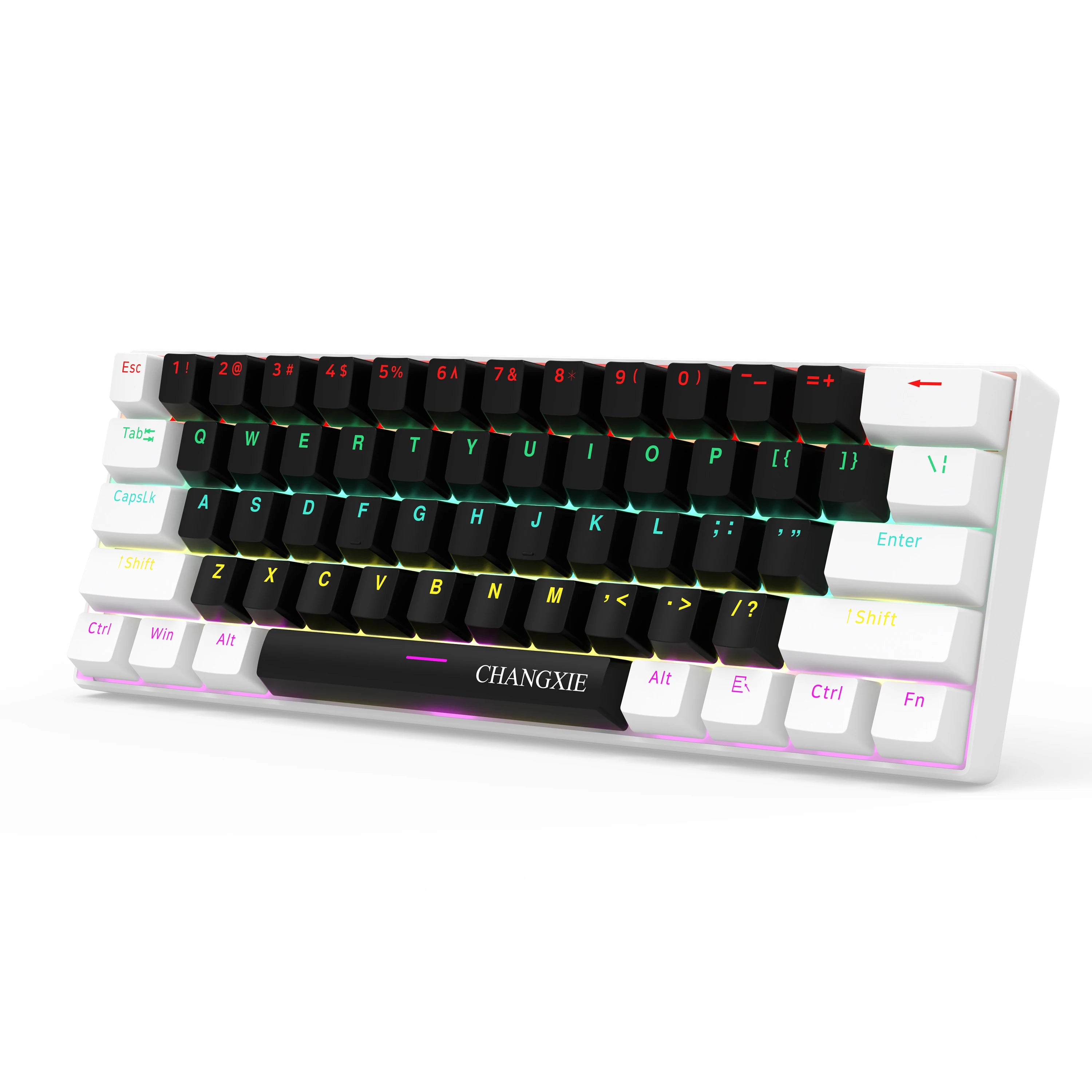 60% Compact Wired Mechanical Keyboard 61 Keys RGB Backlight Red Switch Ergonomic Small Portable for Office Computer Windows Tabl