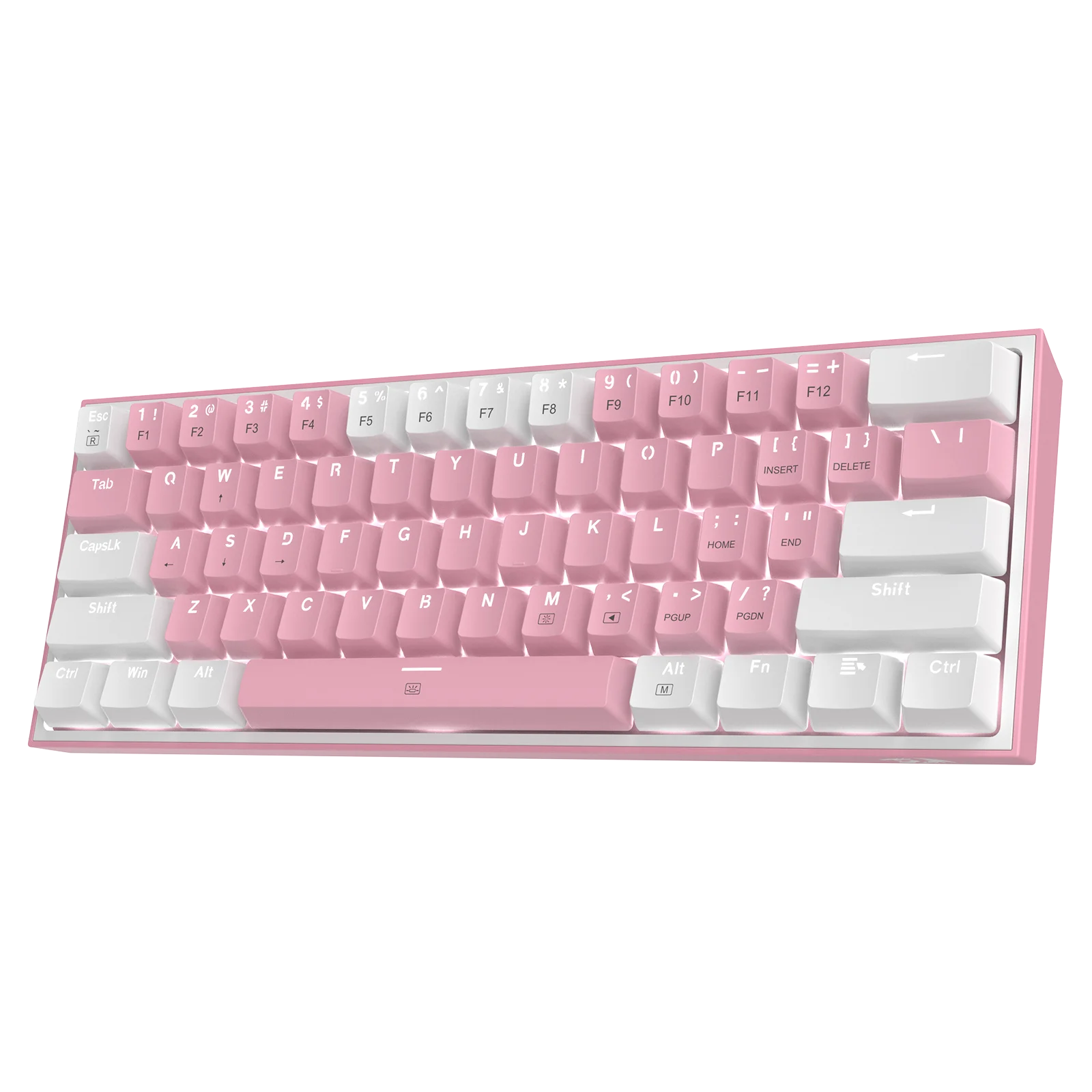 Redragon K617 Fizz 60% Wired RGB Gaming Keyboard, 61 Keys Hot-Swap Compact Mechanical Keyboard Red Switch