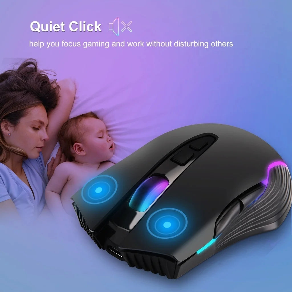 2.4G Wireless Mouse Type-C  for Macbook Laptop Computer Silent Click Mice Rechargeable Wireless Mouse Plug and Play