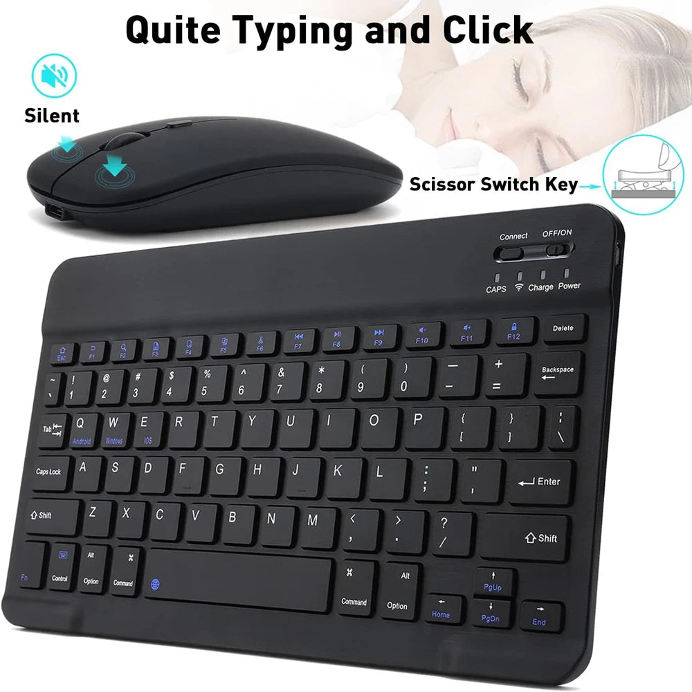 10 lnch  Wireless  Bluetooth Mini Keyboard For ios Phone Tablet Portable Bluetooth Keyboard and Mouse