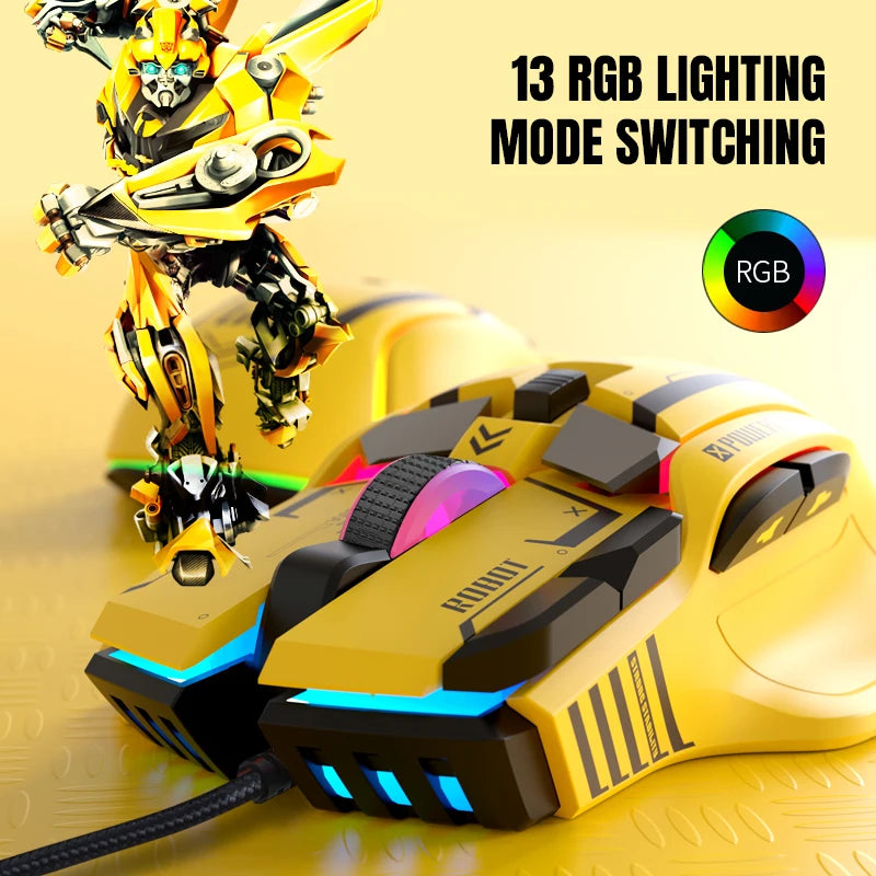 FreeWolf G6 Wired Mechanical Gaming Mouse 12800 DPI RGB Backlit Macro Ergonomic Mecha Design Ergonomic Gaming Office