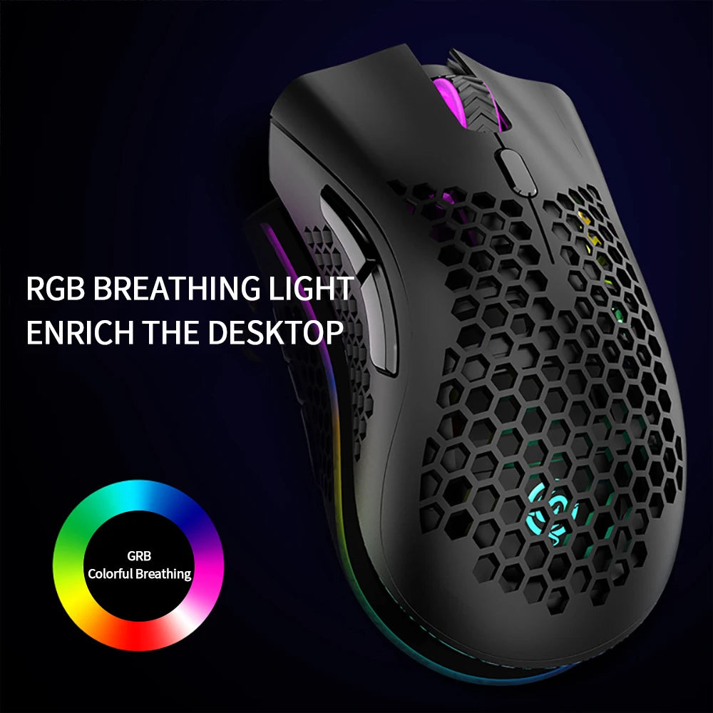USB 2.4G Wireless Gaming Mouse BM600 RGB Light Rechargeable   Mouse 800-1200-1600DPI For Desktop PC Computers Notebook Laptop