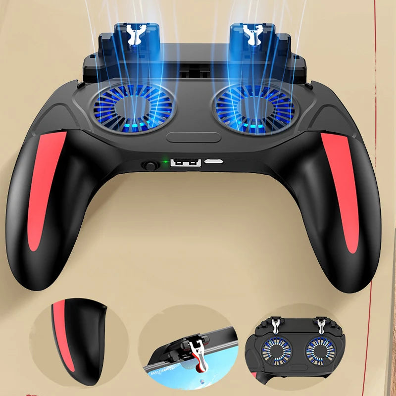 H10 Gaming Handheld Grip Game Controller Joystick Gamepad For Pubg Trigger Cooling Fan Cooler Phone 5000mAh battery USB powered