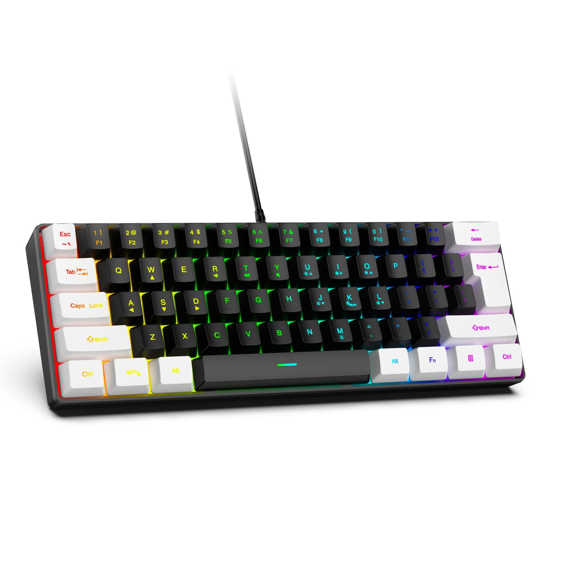 USB Wired RGB Gaming Keyboard 61 Keys White Black Compact Mini Office Keyboard and Mouse for PC Desktop Computer Gamer Keypad