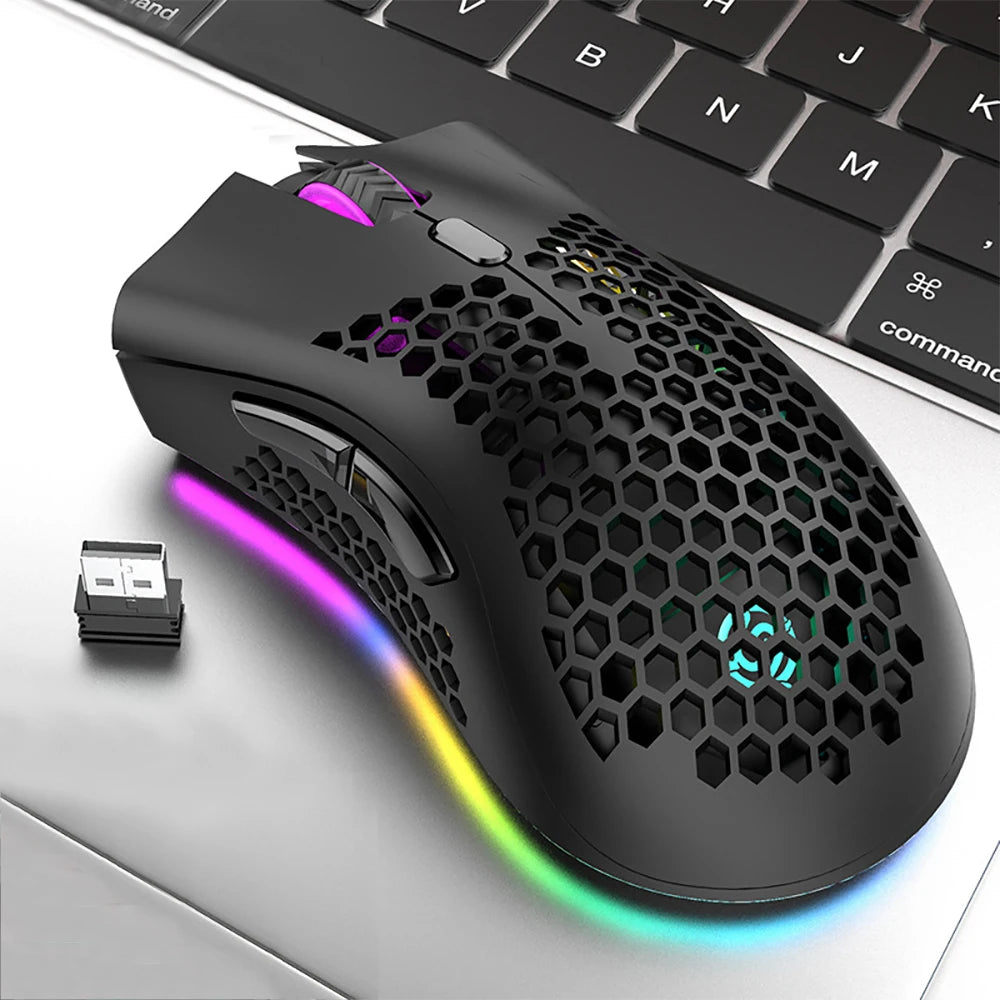 USB 2.4G Wireless Gaming Mouse BM600 RGB Light Rechargeable   Mouse 800-1200-1600DPI For Desktop PC Computers Notebook Laptop